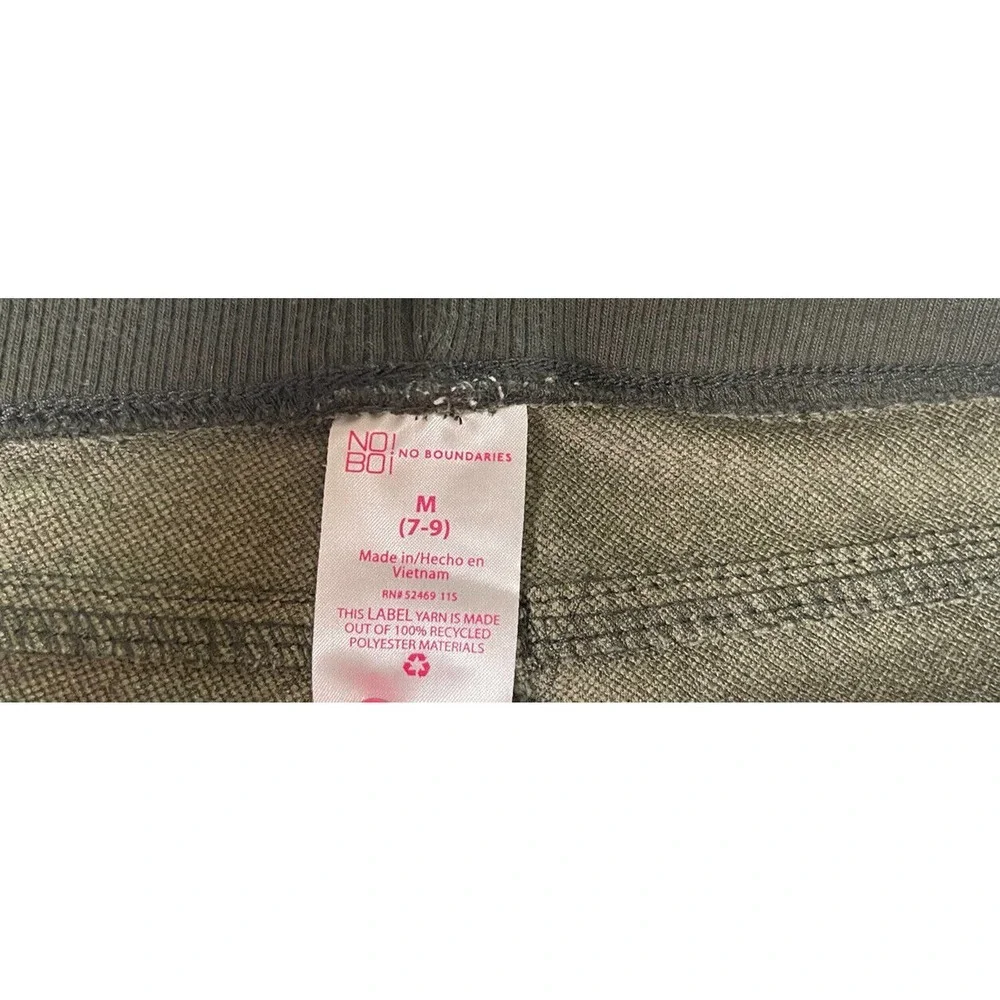 No Boundaries Juniors Green Camo Mid Rise Pull On Skinny Jeggings Pants Sz M 7-9